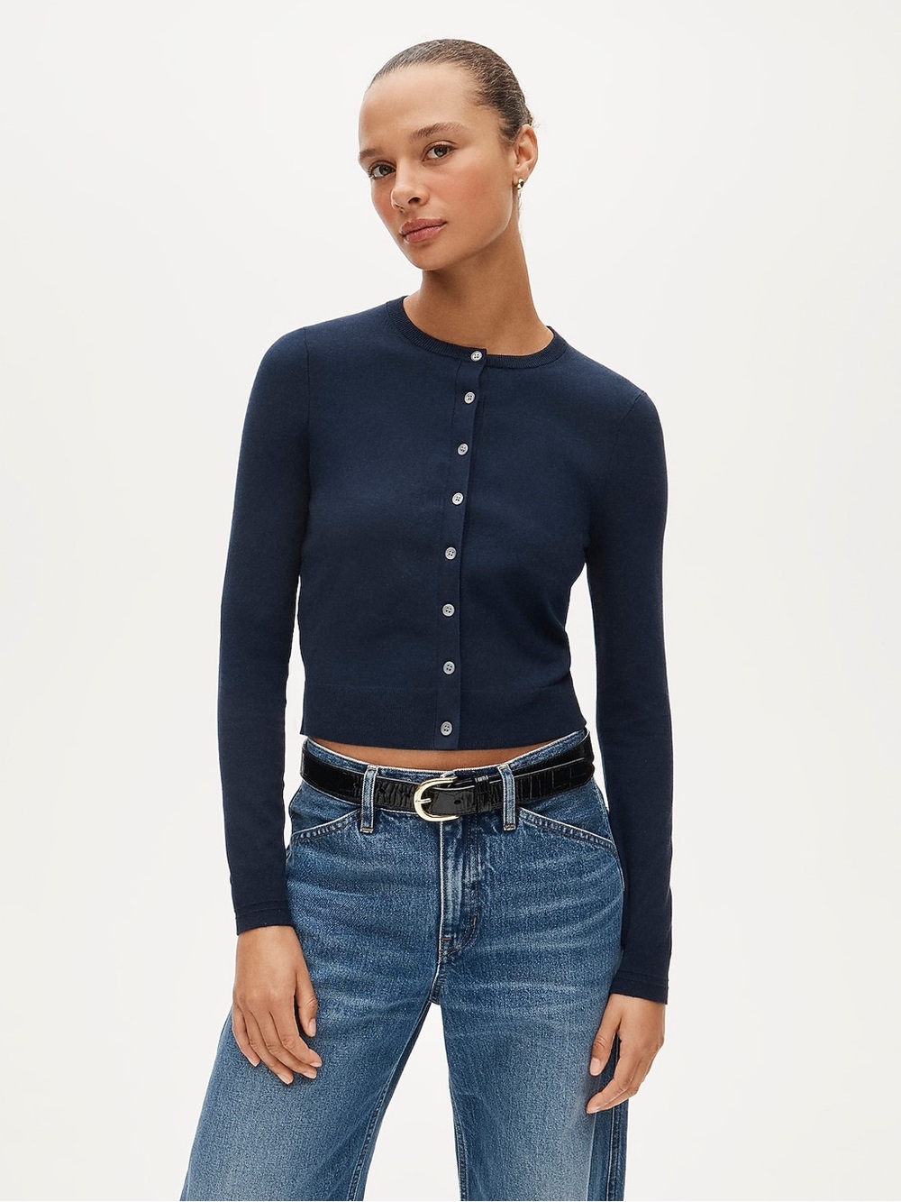 J. Crew Jackie cardigan in premium ultrafine cotton in Navy Blue Size XS NWT